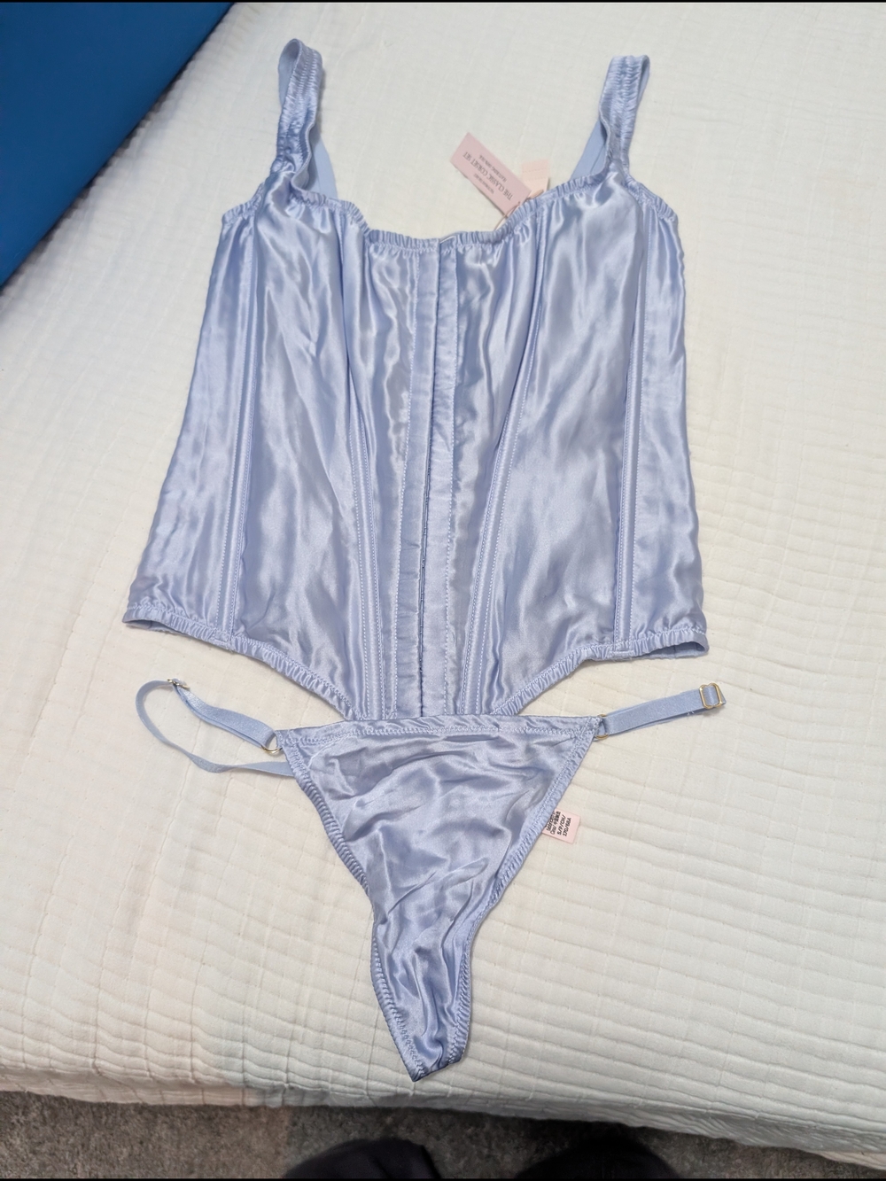 Victoria's Secret Light Purple Silk Corset Top & Thong Set NWT Small